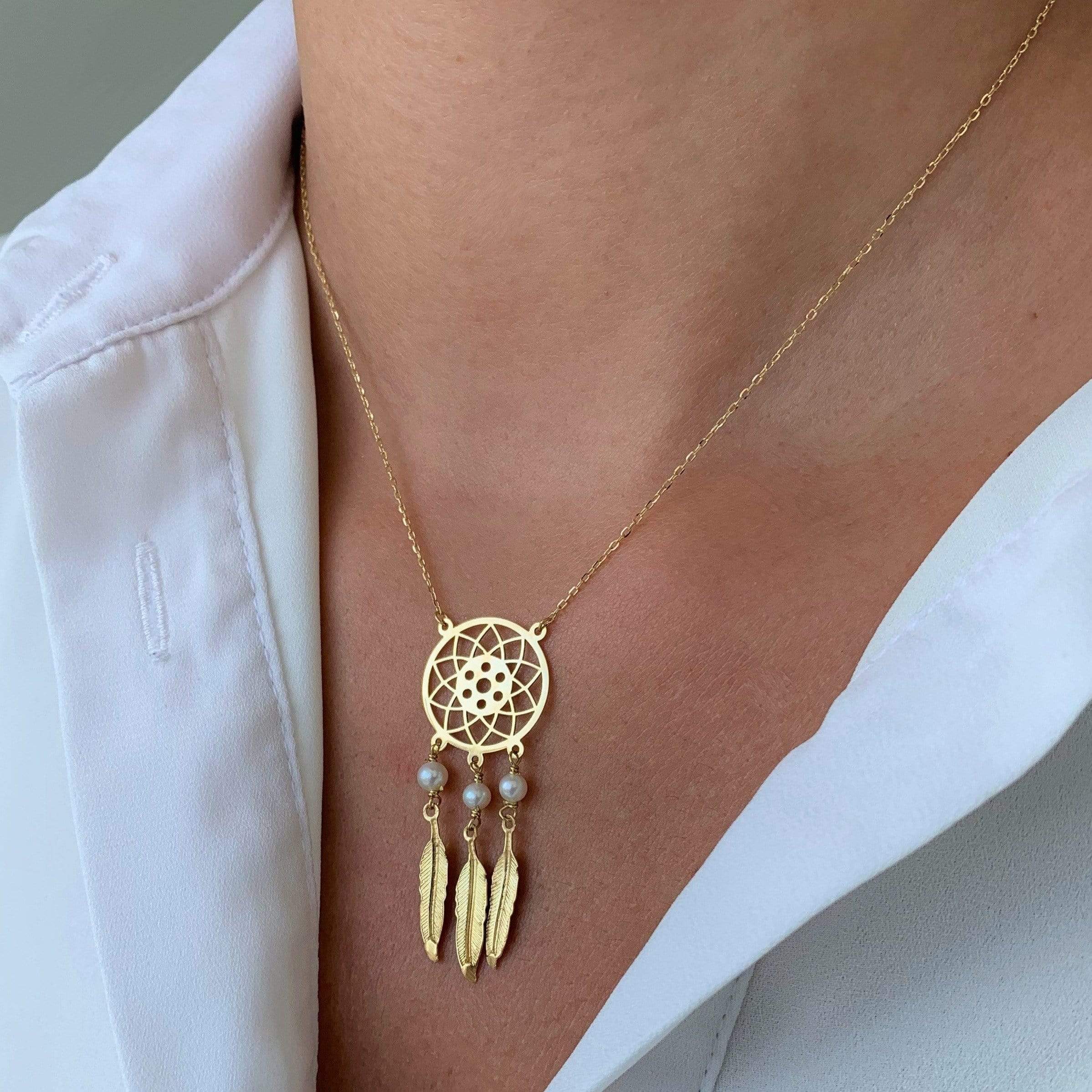 Dream catcher hot sale necklace gold